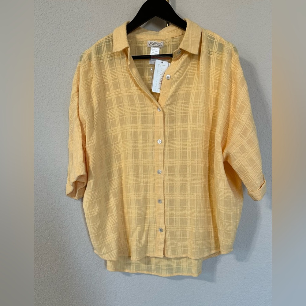 L SPACE 100% Cotton Oversized Breathable Comfy Womens Button-down Shirt